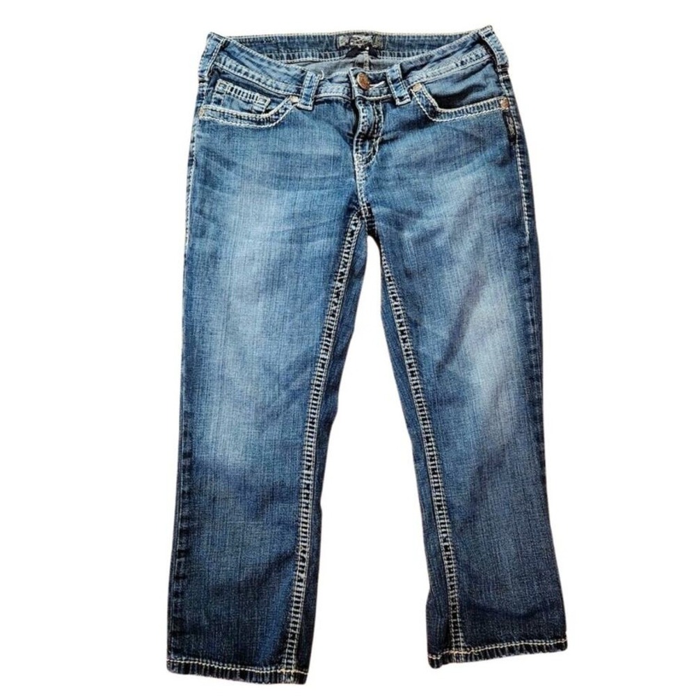 Silver Jeans Co. Womens Bootcut Jeans‎ Blue Denim W29 Embellished Pockets